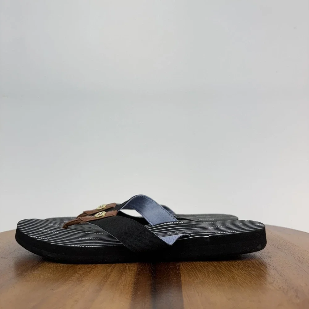 New Womens‎ Tommy Hilfiger Cemile Black Striped Thong Flip Flops Sandals Size 10